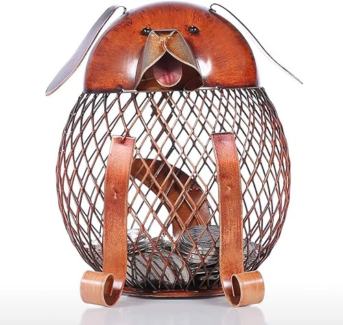 Tooarts Banco de dinero para cachorros, hecho a mano, hecho a mano, alcancía práctica para decoración del hogar, regalo de cumpleaños de Navidad