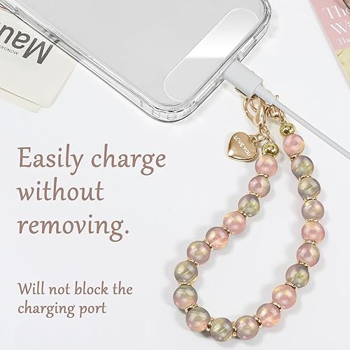 Miniatura 3 de X-Lounge Correa de muñeca con cuentas para teléfono, correa de mano con cuentas desmontable, accesorio de moda para mujer, correa de pulsera para