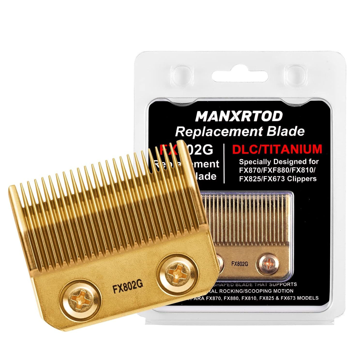 FX802G Replacement Blades Compatible with FX870/FXF880/FX810/FX825/FX673N Clippers, DLC Replacement Taper Blades for BaByli*s* Clipper Blades, Gold