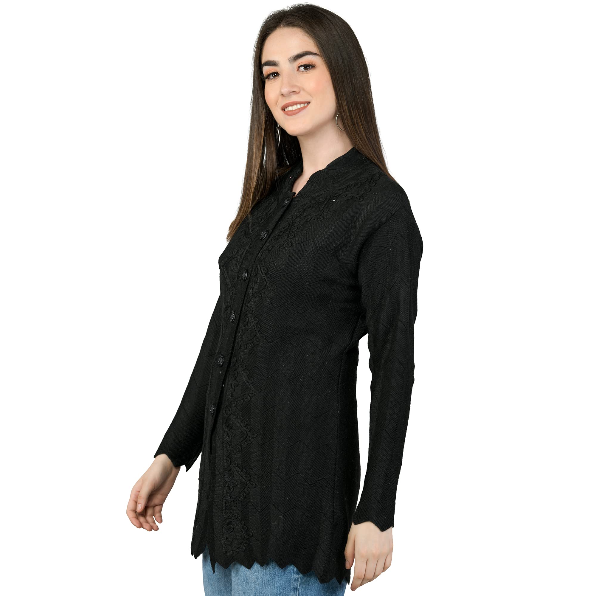 LADY WILLINGTONWomen Woolen Round Neck Sweater Heavy Front Long Kadai  Cardigan Winter Wear Pure Wool Cardigan for Women Free Size Cotty Warm  Cardigans