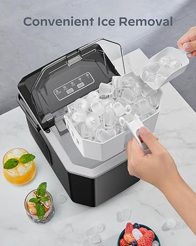 Miniatura 3 de Silonn - Máquina de hielo para encimera, máquina de hielo portátil con asa de transporte, máquinas de hielo autolimpiables con cesta y cuchara, 9