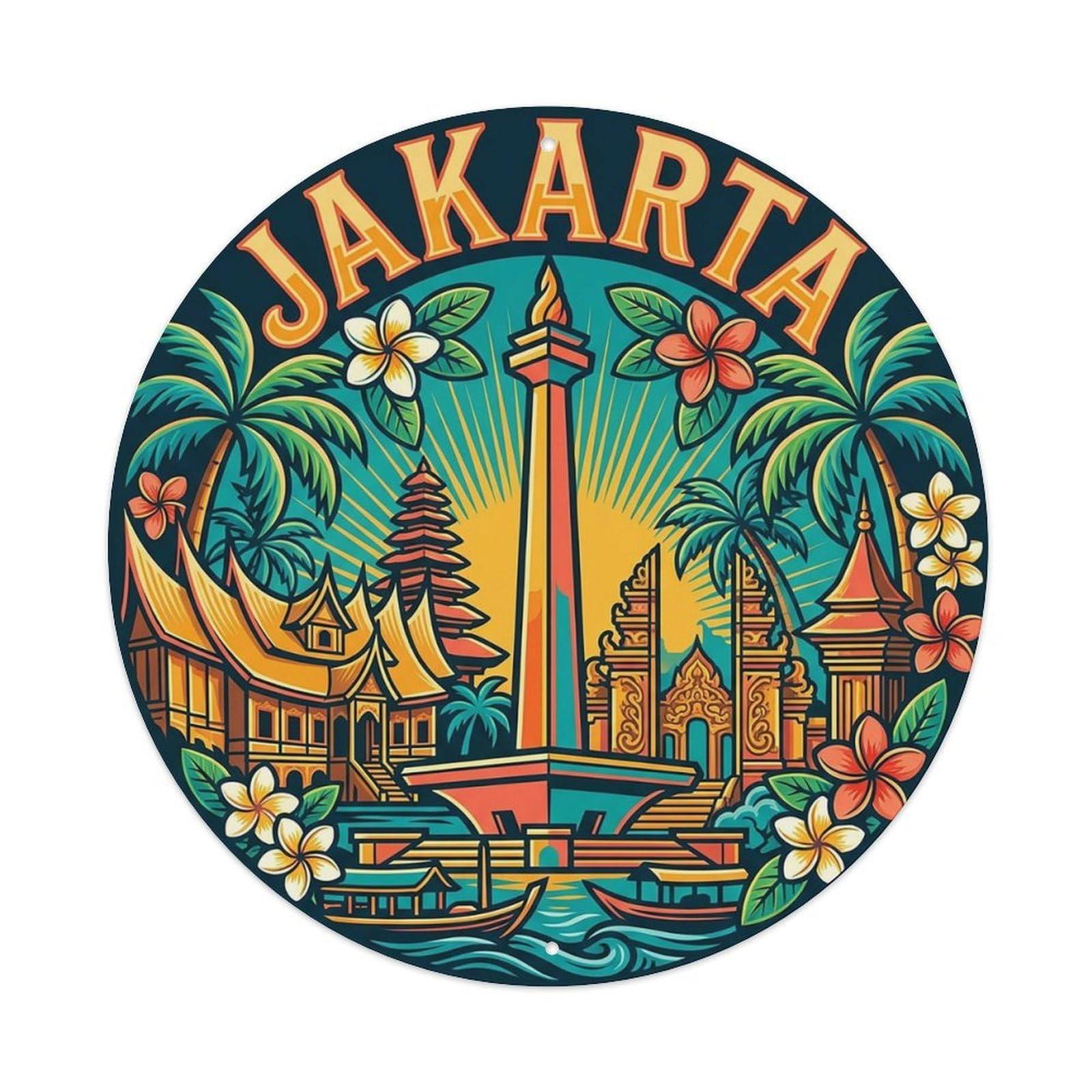 Vintage Travel Indonesia Jakarta Metal Tin Sign