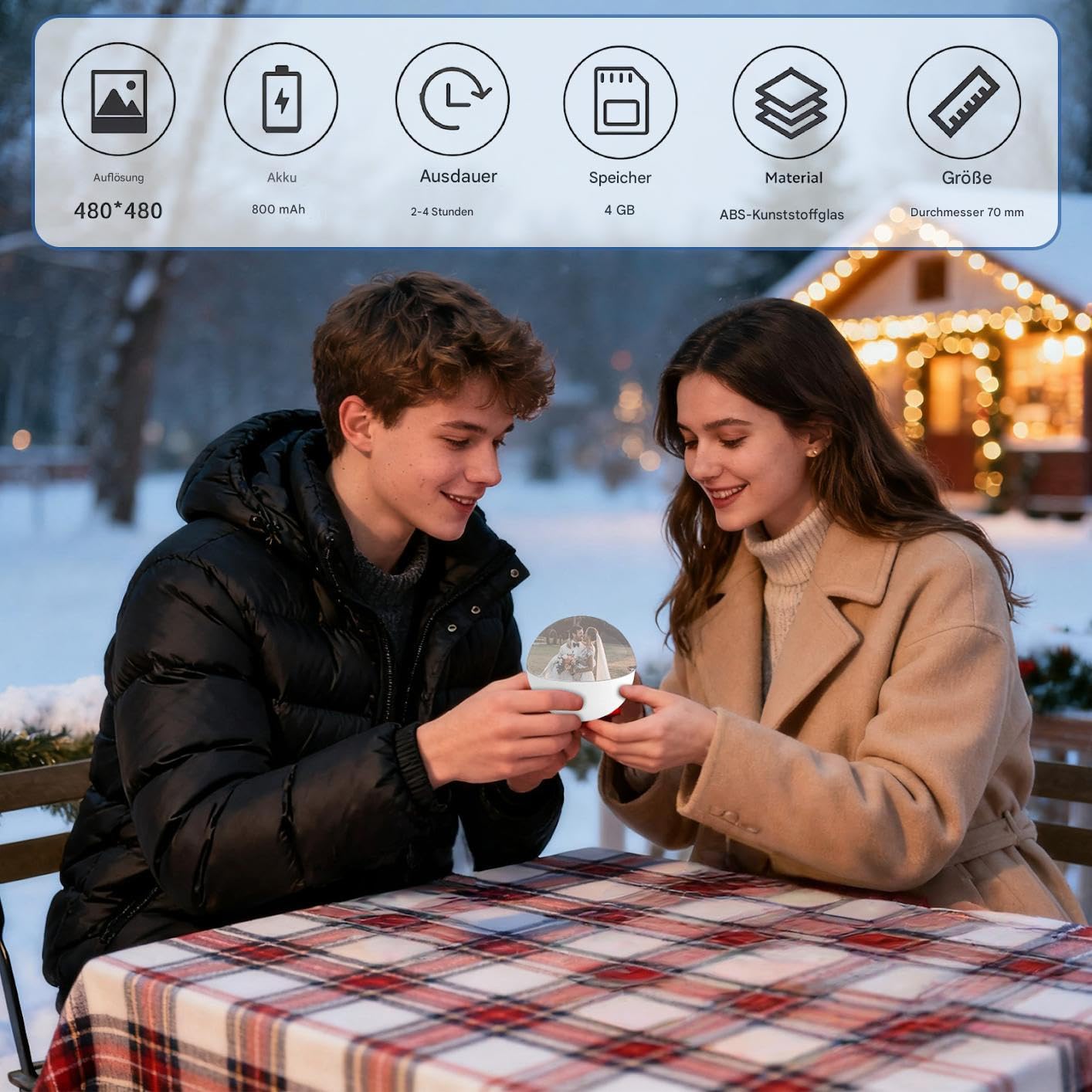 Lettore USB 4 GB Album Fotografico Digitale 7 cm Memoria ABS Cinturino da Polso Rimovibile