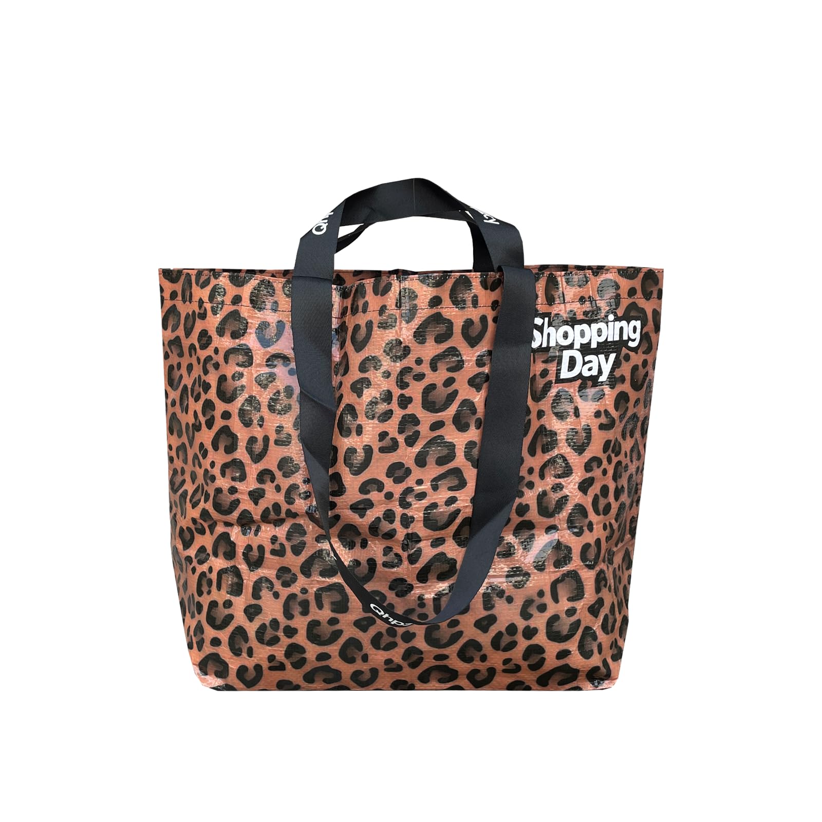 Qhpzcy Leopard Print Reusable Shopping Bag, Large Capacity Waterproof Grocery Beach Bag, Durable pp Woven Tote Bag