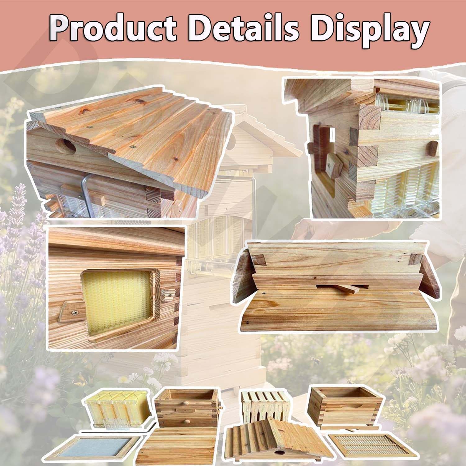 Beehive Starter Kit – Set completo di alveare a flusso automatico con alveare rivestito in cera, finestra di osservazione, beccuccio per miele per principianti – ideale per gli appassionati di