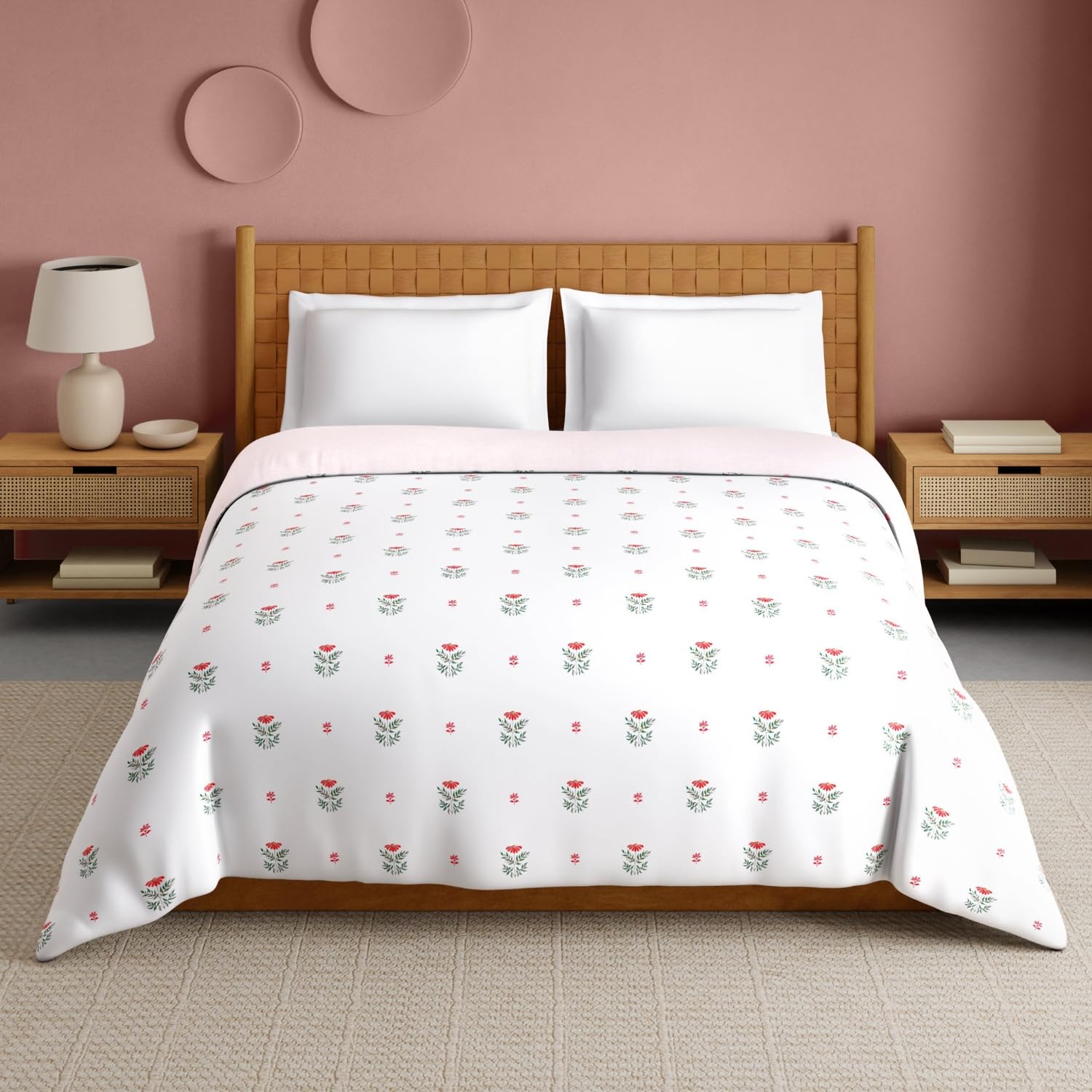 Spaces Imprints 210 TC Hygro Cotton Floral Print Double Quilt | Ultra-Soft & Lightweight 224x270 cm - White | Cozy Warmth for All Seasons-picture-15
