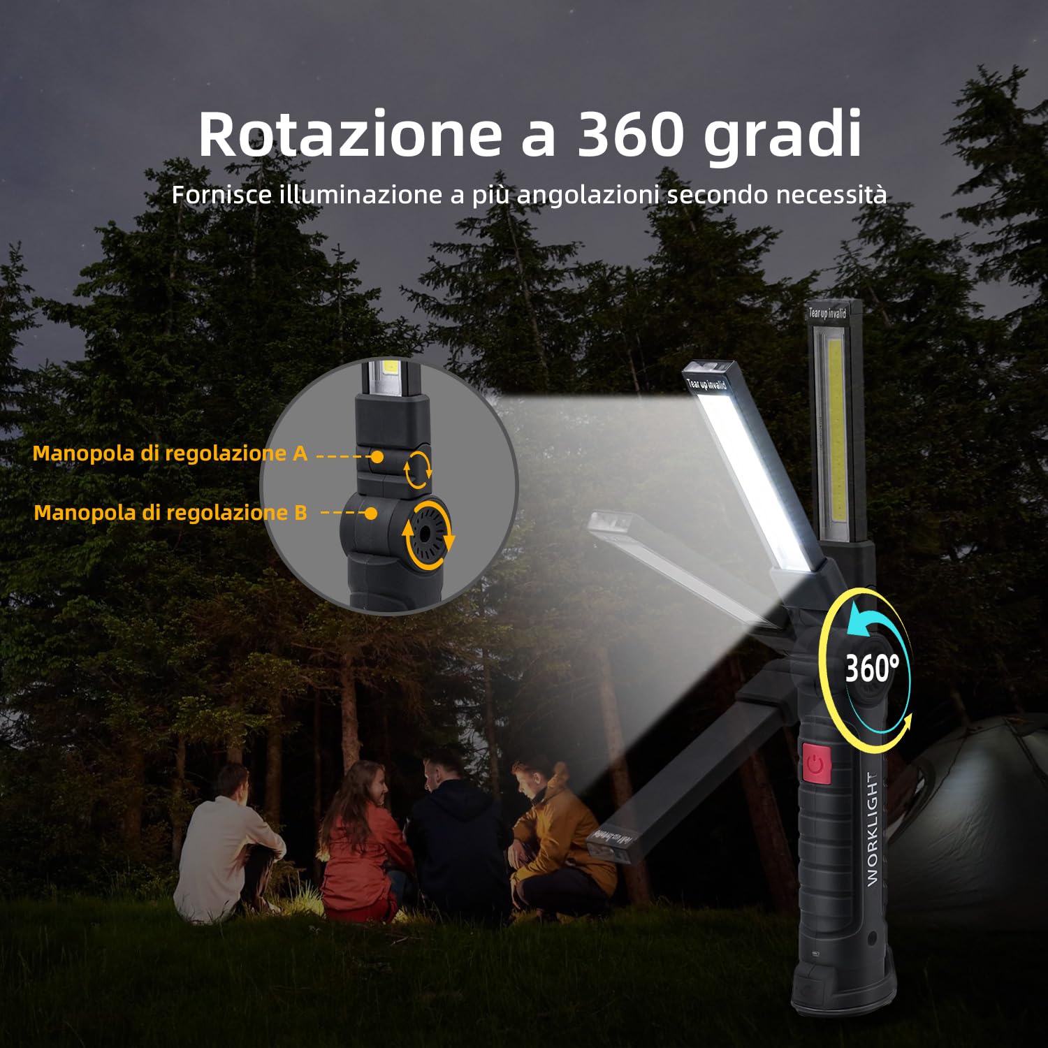 Wigearss 2 Pezzi Torcia Magnetica Ricaricabile USB Lampada da Lavoro Officina Luce LED COB Portatile