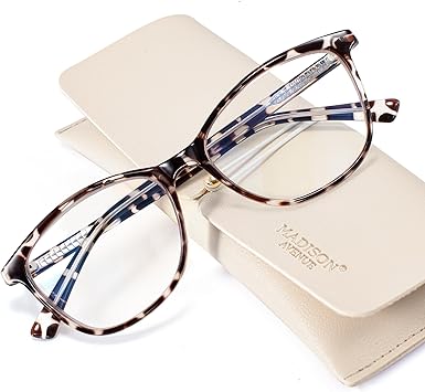 Madison Avenue TR90 Blue Light Blocking Glasses Anti Eyestrain UV Glare Blue Light Glasses for Women TV Phone Computer Gaming Eyeglasses Black Tortoiseshell