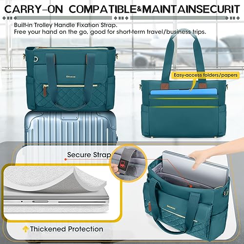 Miniatura 6 de RAINSMORE Bolsa de mano para profesores de 15.6 pulgadas para laptop para mujeres con bolsa pequeña, bolsas de trabajo, bolsa de enfermera, maletín