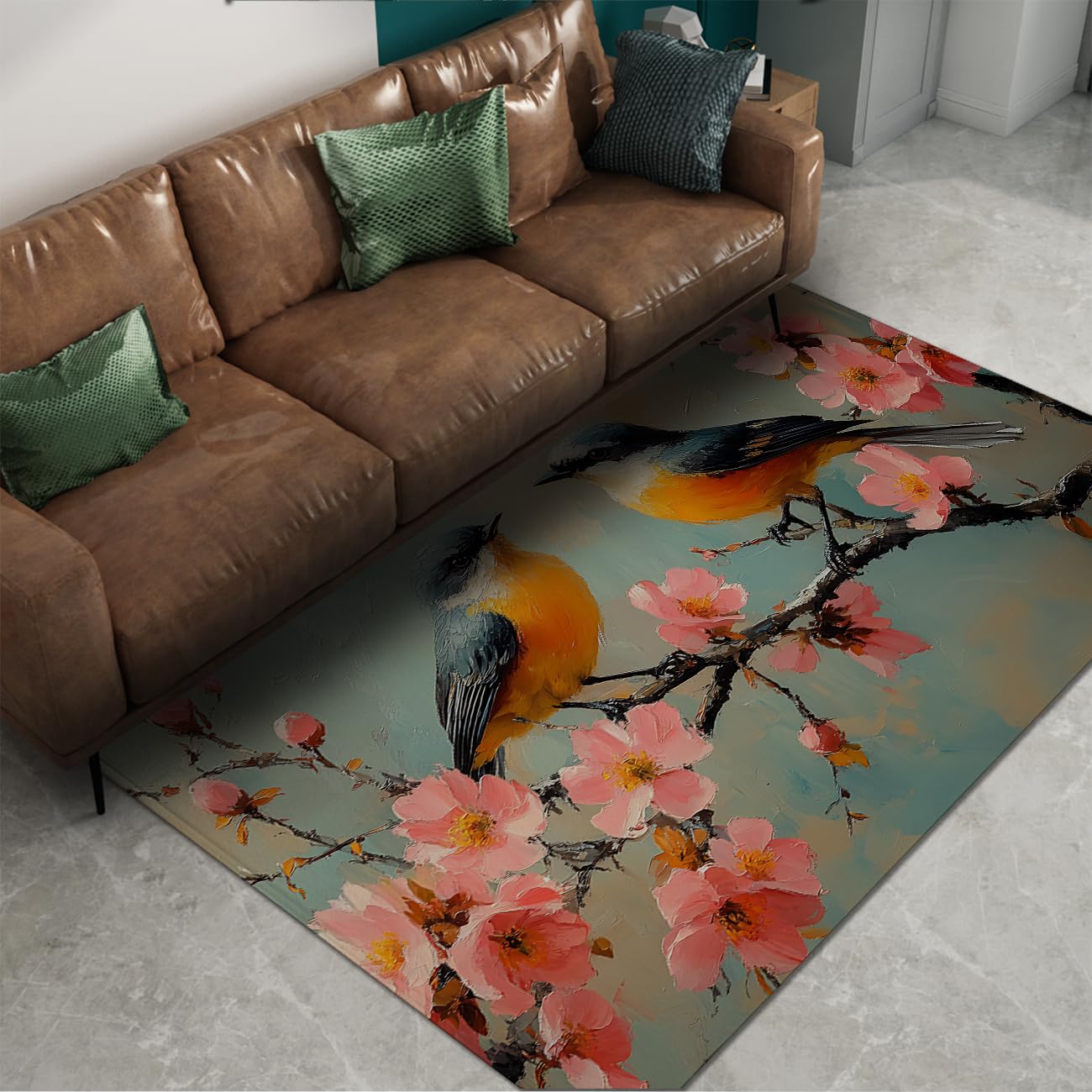 Tapis floral oriental vintage 100x150cm lavable et antidérapant pour votre salon