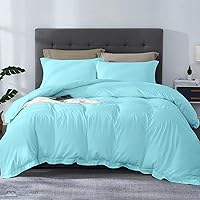 Vista 11 de SLEEP-NEST Juego de funda de edredón de 3 piezas de algodón egipcio de fibra larga de 120 x 120 pulgadas, con cierre de cremallera y lazos