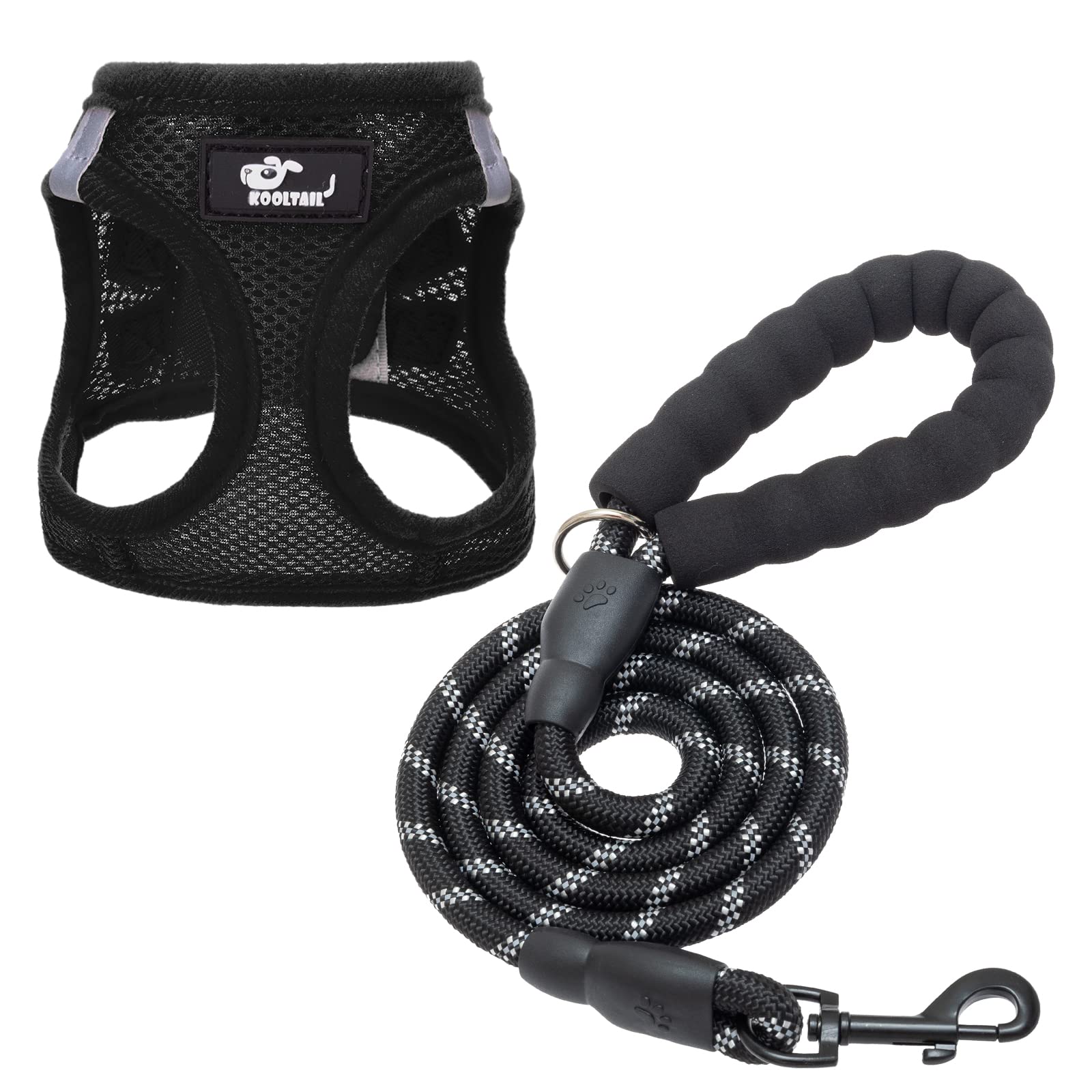 KOOLTAILBreathable Dog Harness for Puppy, Adjustable No Pull Step-in Vest Harness with Reflective Leash for Small Dogs and Cats Walking