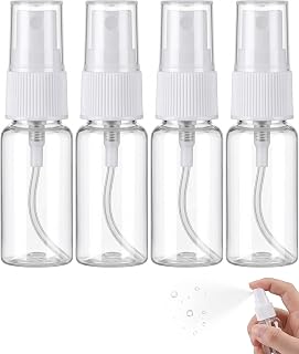 TISCH Atomizadores Spray 4x 15ml Plástico Resistente, Rellenables Antifugas para Viaje. Ideal para Perfume, Cosméticos, Desinfectante, Aceites Esenciales y Equipaje de Mano.