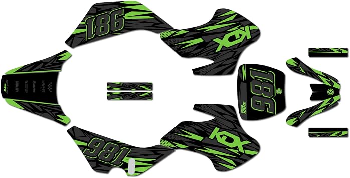 Graphics Kit for Kawasaki KDX 50 All Years Twitch Series Green 16 Mil - Dirt bike Custom Racing Graphics Decals Stickers Kit, no-plastics