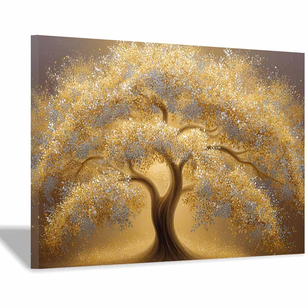 ZAMAEIU The tree of life Gold-clustered Tree Canvas Paintings Abstract Tree,Wall Art Poster Modern Room Bedroom Home Decor Geometric Print Patterns(golden)-70x100cm Framed