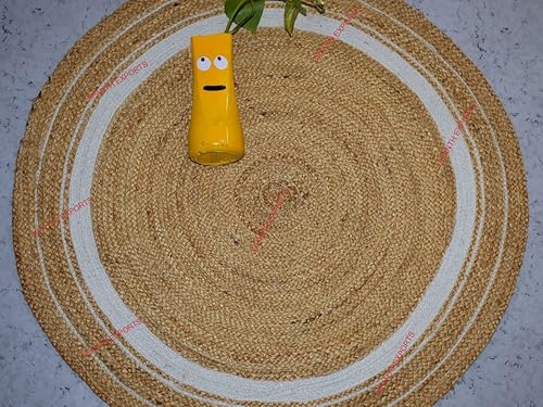 Miniatura 6 de Vipanth - Alfombra de yute natural trenzada a mano, redonda, hecha a mano para decoración del hogar (6 pies redondos (72 x 72 pulgadas), línea beige
