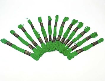 25 Pcs Green Cotton Thread Stitch Needlepoint Sewing Skein Cross Embroidery