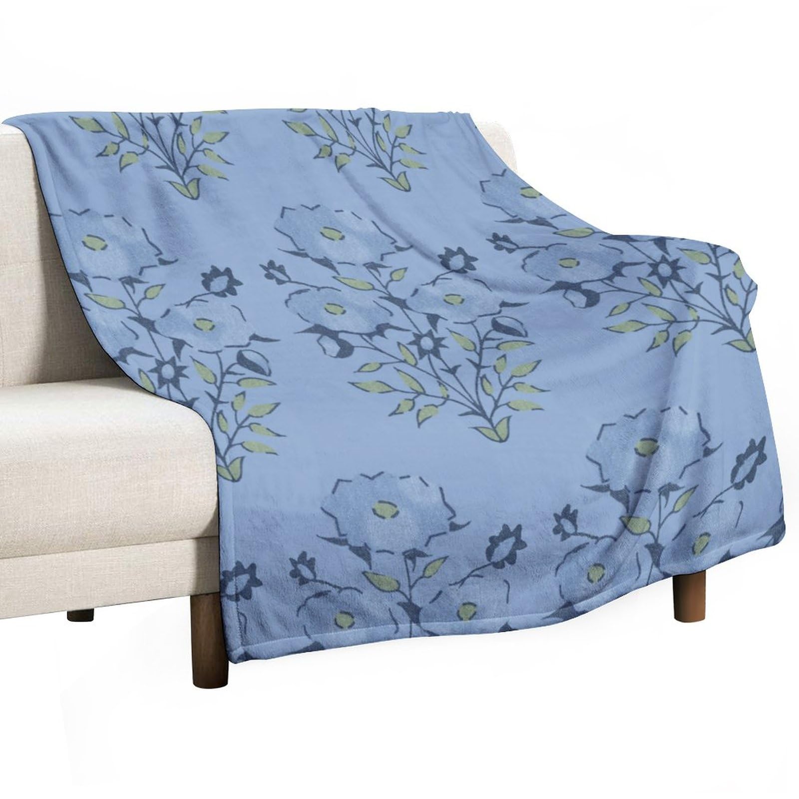 Couverture polaire flanelle bleue grand plaid chaud enfant bébé adulte motif floral