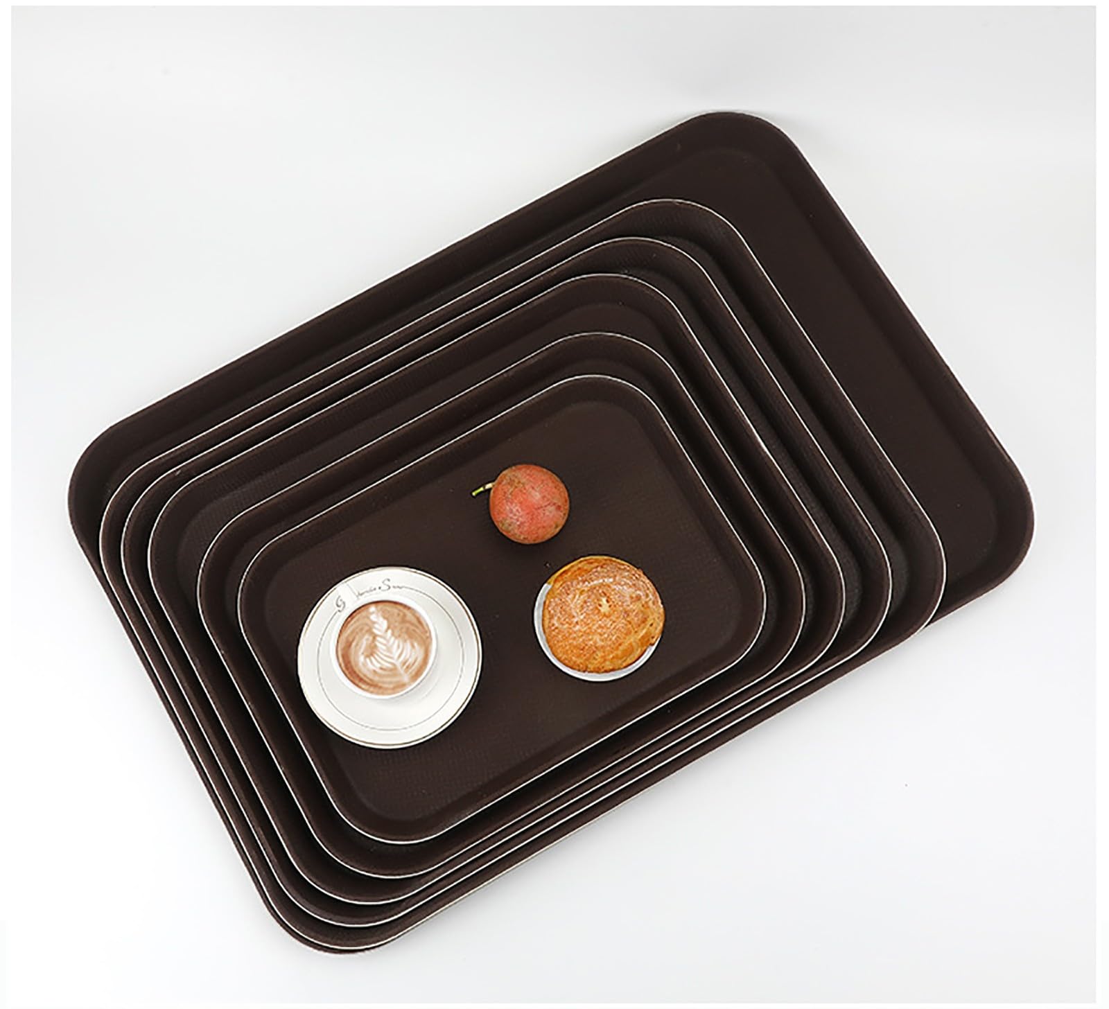 Paquete de 2 bandejas antideslizantes para servir, bandeja cuadrada para camarero para bebidas, comida y cócteles, ideal para bar, hotel y cafetería de comida rápida, 51,5 x 38 cm, y elegante
