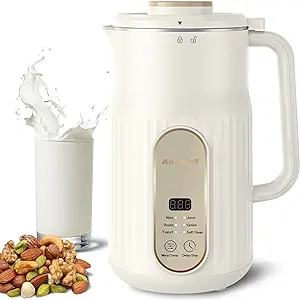 Nut Milk Maker, AlfaBot N2 Automatic Almond Milk Machine for Homemade Plant-Based Milk, Oat, Soy, Yogurt, 5 Modes/35OZ Big Capacity Soy Milk Maker with Delay Setting and Self Cleaning (White)