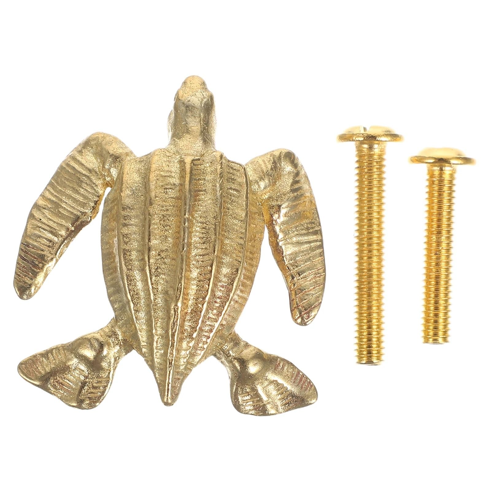 PADGCNOR Single Hole Handles Brass Cabinet Handles Hardware Vintage Turtle Shaped Furniture Handle for Dressers Wardrobes Cupboards & Kitchen Cabinets(Golden)