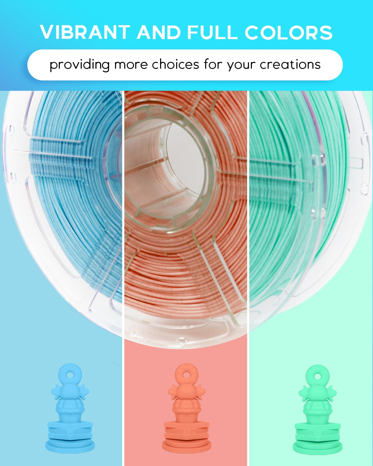 Cookiecad PLA Filament 1.75mm 1kg Marble Pastel 3D Printer Filament - Blue Chip PLA