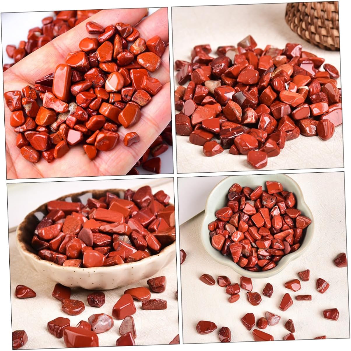 FAVOMOTO Red Jasper Aquarium Gravel 7-9mm Natural Decorative Stones 2lb Bulk Fish Tank Rocks for Aquascaping and Terrarium Landscaping