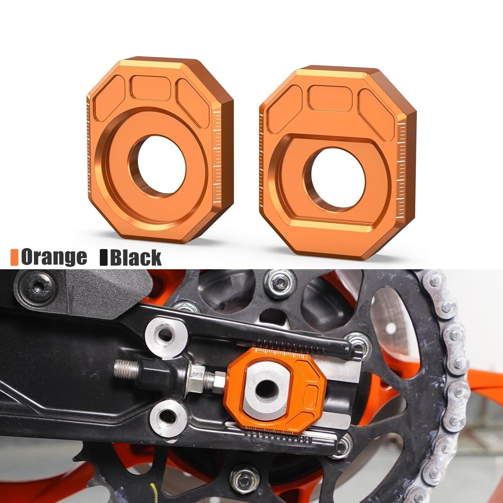 Ajusteur de Chaîne Ajusteur de Tension de chaîne de bloc d'essieu, Convient pour 390, Enduro R, SMC R 2025, 125, 250, Duke 390 Tendeur de Chaîne de Réglage de