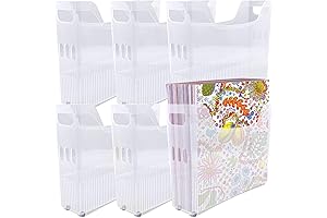 6 Pack 12x12 Vinyl Sheet Storage, Scrapbook Paper Organizers with Wheels, Portable...
