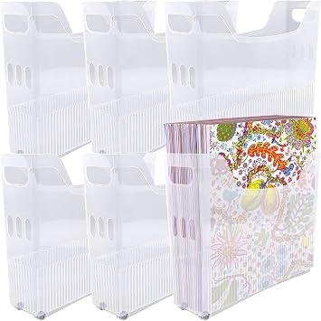 6 Pack 12 x 12 Paper Storage Organizer,Scrapbook Paper Storage with Wheels,Plastic Portable Scrapbook Storage Bin for 12" x 12" Paper,Scrapbook Papers, Cardstocks,Vinyl Sheets, Documents