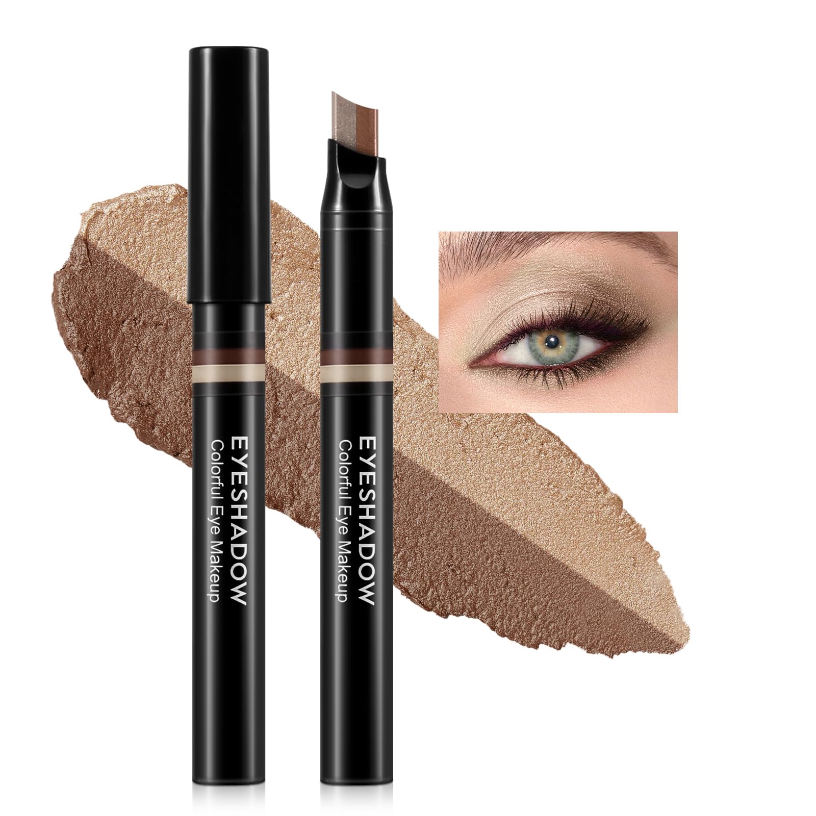 Boobeen Doble Colores Sombra de Ojos Stick Glitter Sombra de Ojos Pen Resplandor Impermeable Sombra de Ojos Resaltador Lápiz Crema Sombra Stick Larga Duración Maquillaje de Ojos