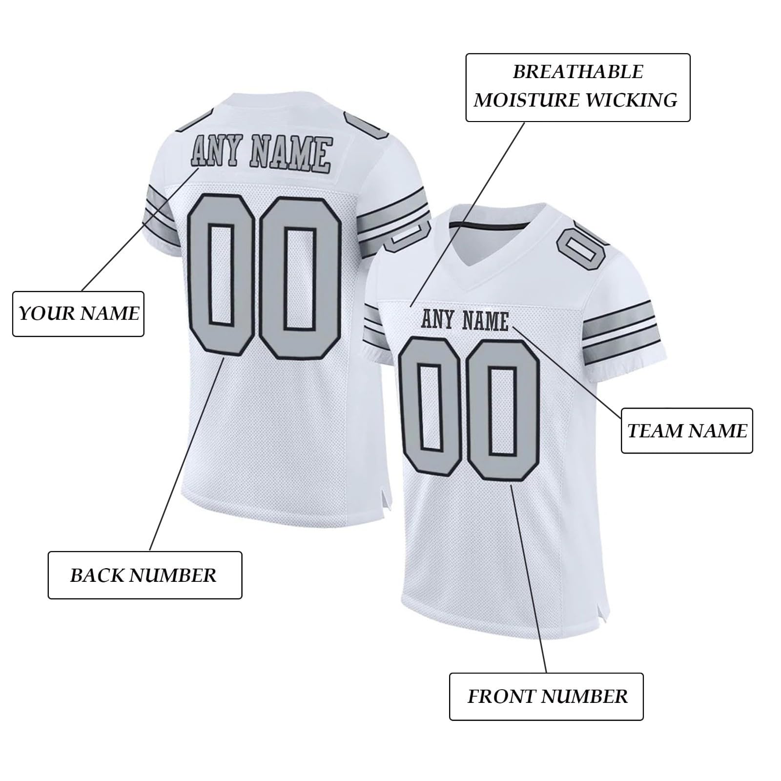 Custom America Football Jerseys Personalizzato Stampato Squadra Nome Numero Sport Uniforme per Uomini Donne Giovani