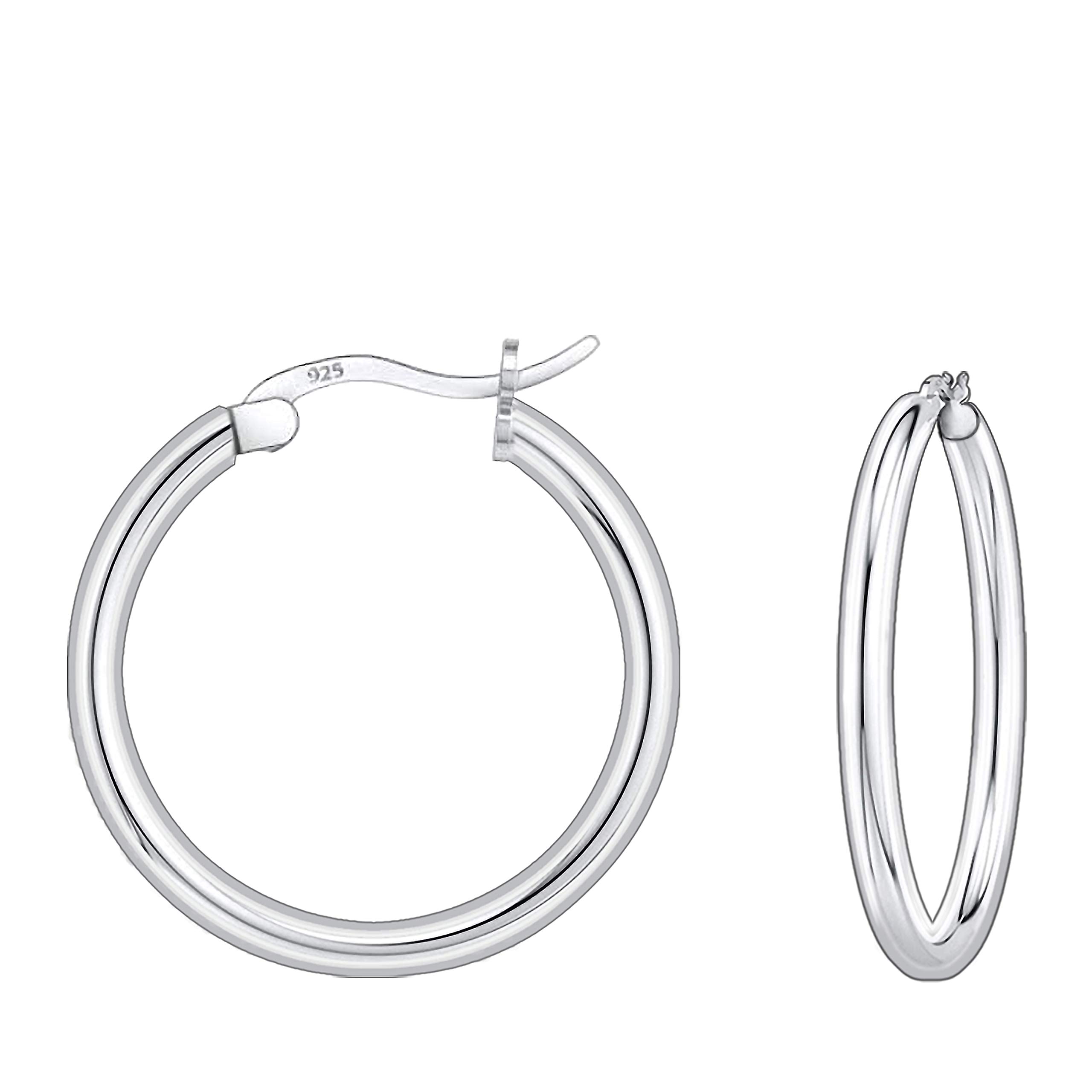 Aretes redondos de plata de ley 925 para mujeres y hombres, vienen en 0.394 a 0.98 pulgadas, Plata de ley, No es una piedra preciosa