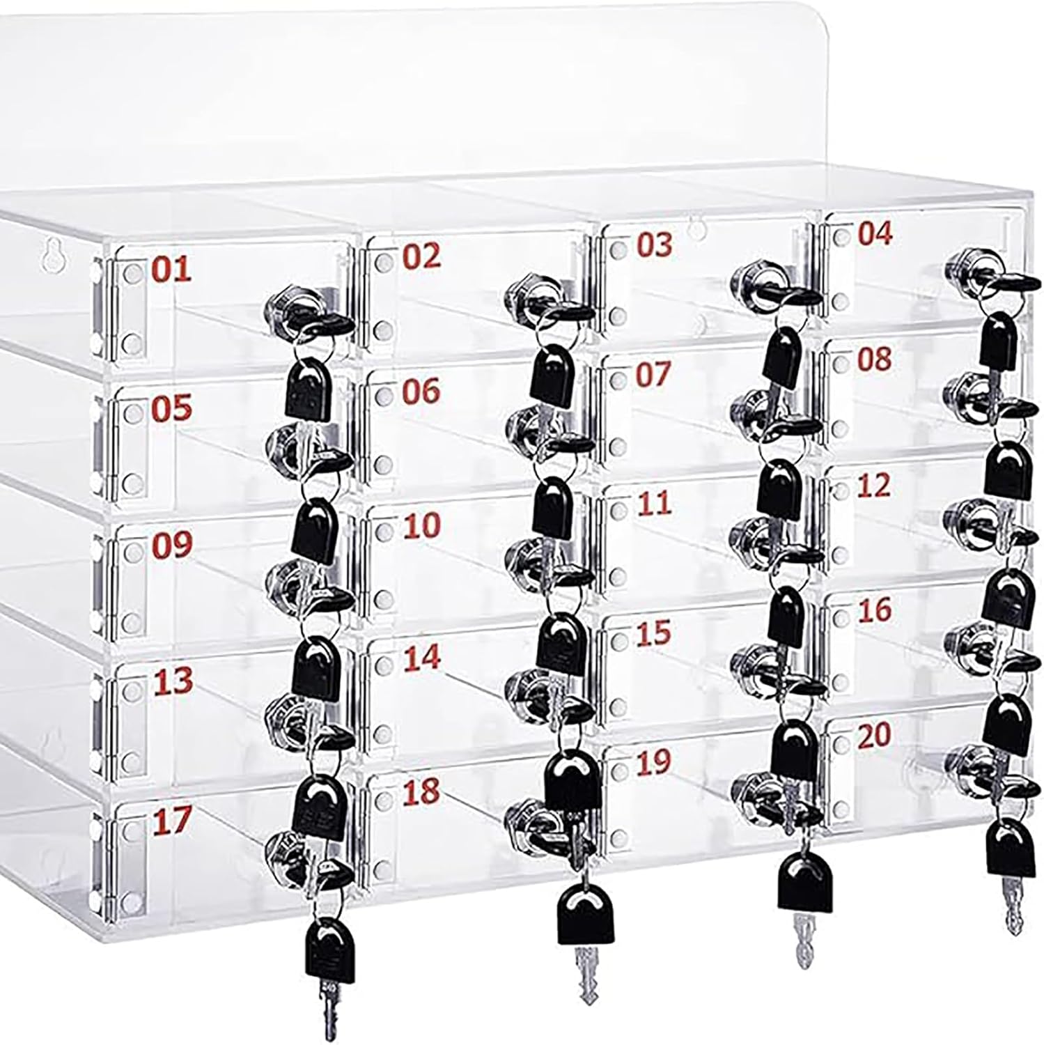 Mobile Phone Storage Box Transparent Acrylic Mobile Phone Security Locker with Key,Lockable Acrylic Cell Phone Locker - Safe Storage for Office, School & Classroom, 12 Small Grids, Non-Damag