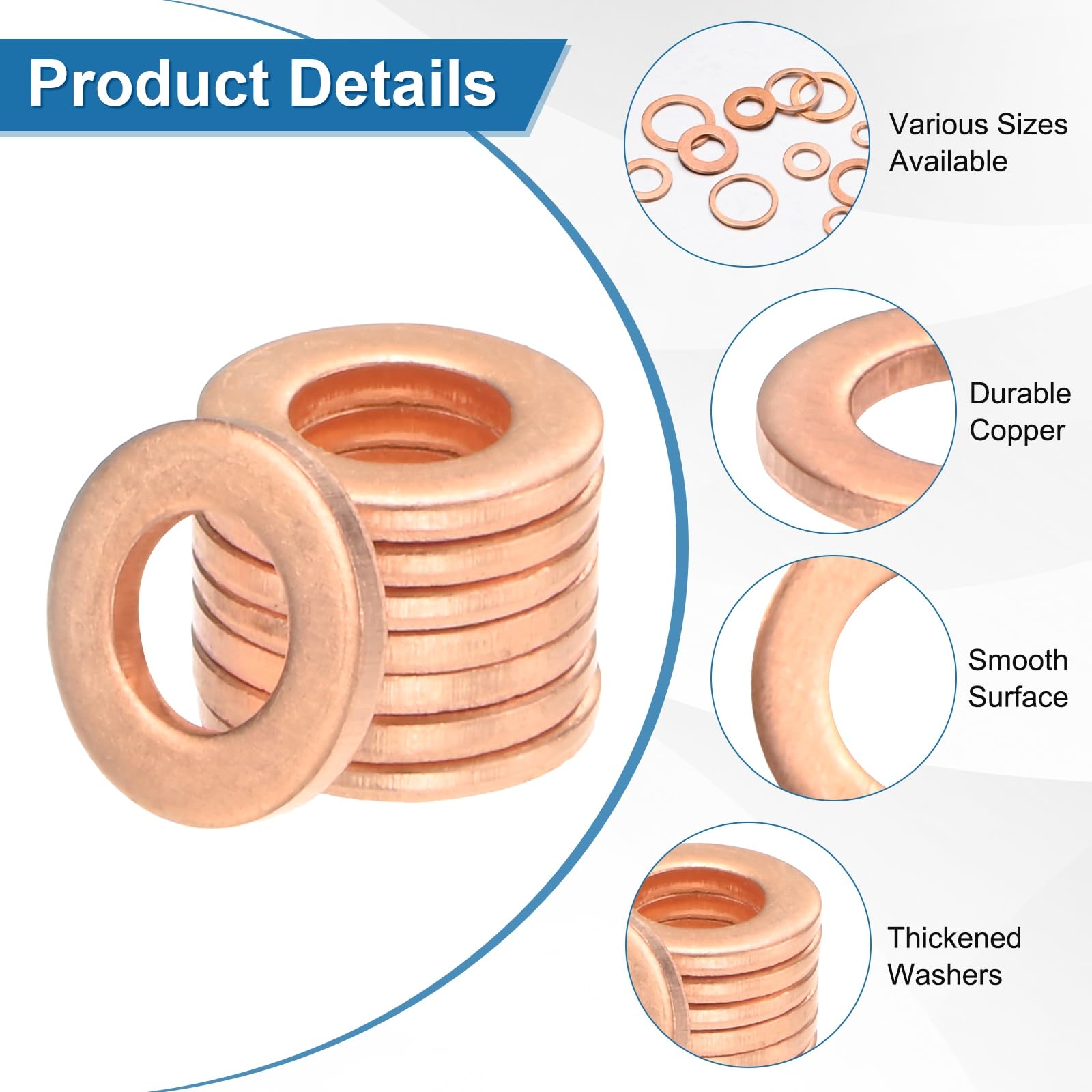 M METERXITY 100-Pack Copper Washers - Image 2