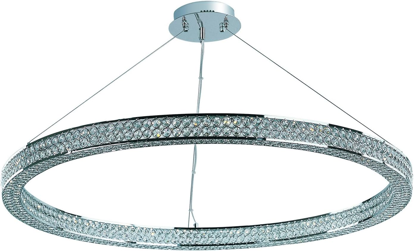 Maxim 39774BCPC Eternity LED 40" Single Pendant Single Pendant, Polished Chrome Finish, Beveled Crystal Glass, PCB LED Bulb , 60W Max., Dry Safety Rating, Standard Dimmable, Shade Material, Rated Lumens