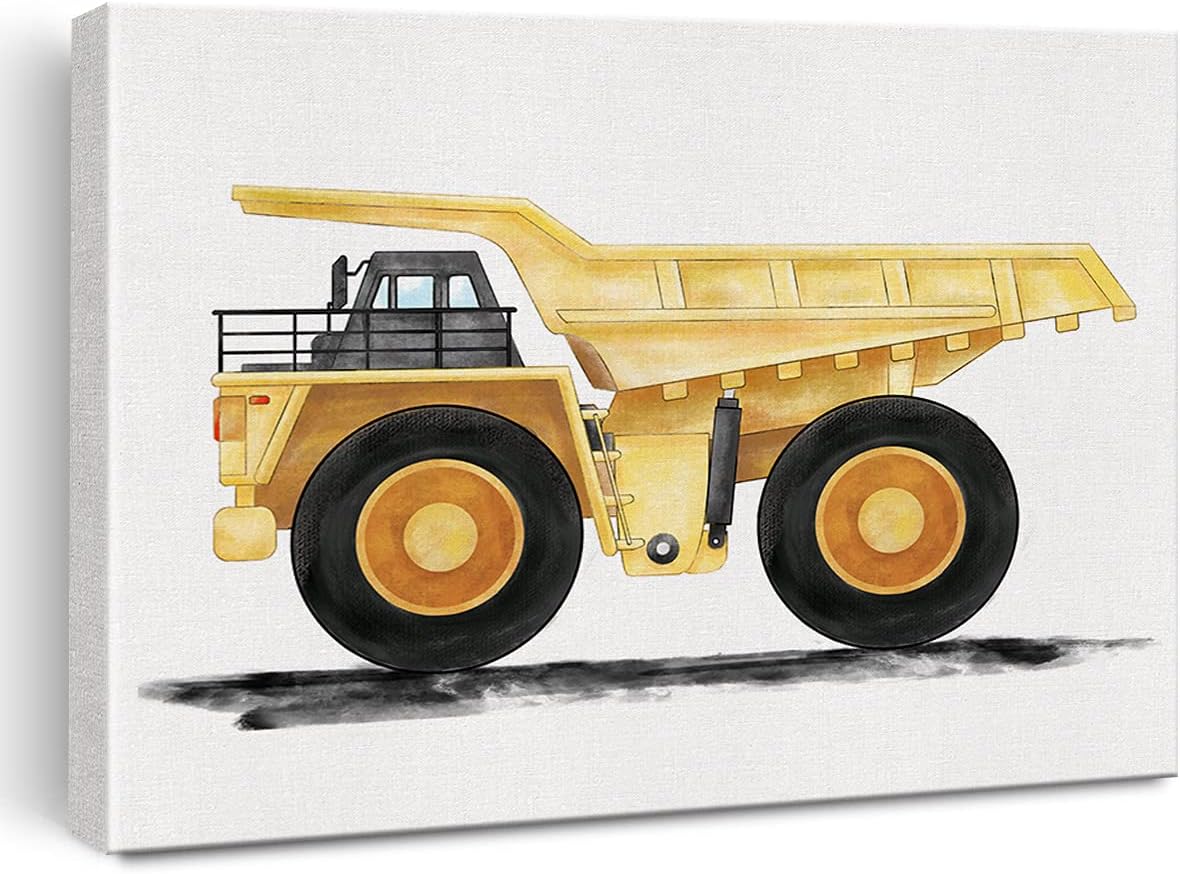 Construction Transportation Canvas Wall Art Watercolor