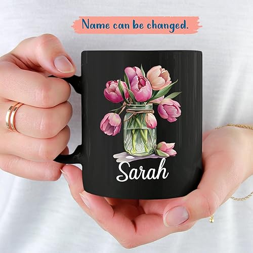 Miniatura 8 de Taza de cerámica de flores, taza de cerámica de flor lila personalizada, regalos de taza lila para propietario de jardín de flores, regalos de taza