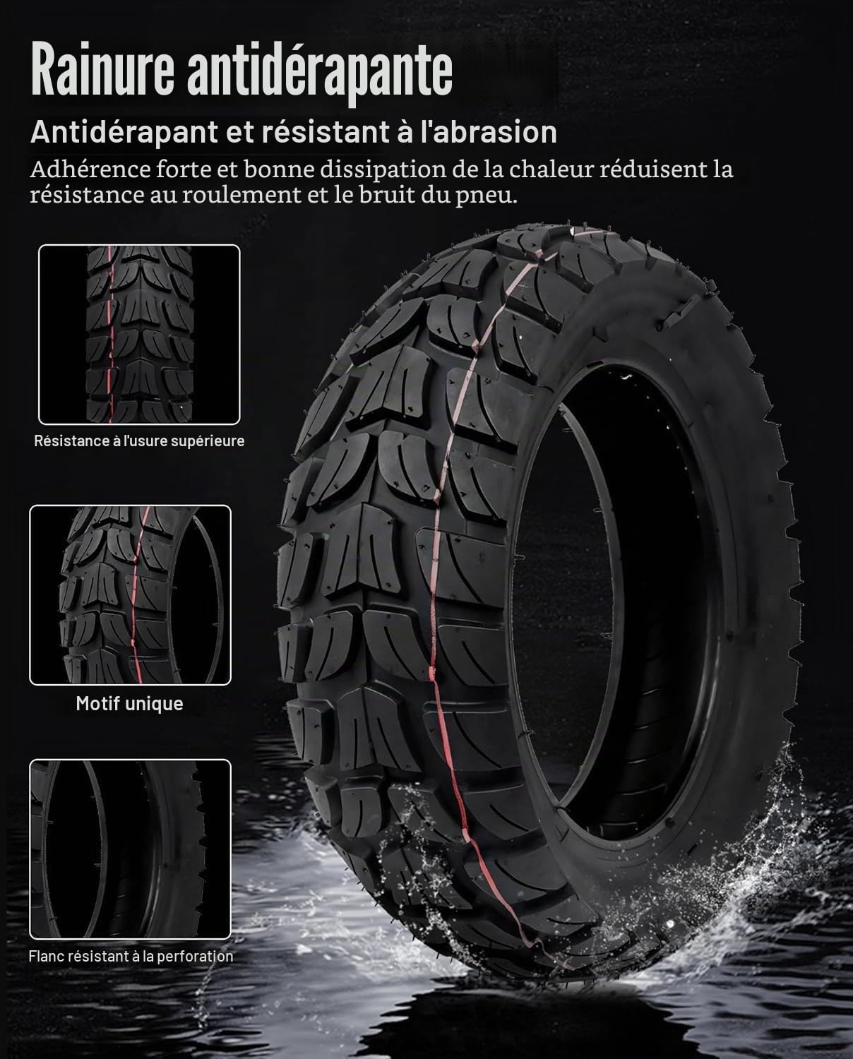 Lot de 2 pneus avant et arrière compatibles avec KuKirin G2 Max / G2 Master KickScooter 255 x 80 vide pneu extérieur, 10 pouces antidérapant accessoires d'origine