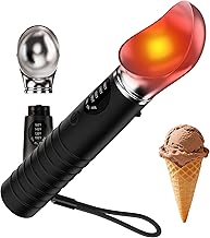 Heated Ice Cream Scoop Rechargeable, 4-Speed Electric Warming Ice Cream Scoop, Detachable Head, LED Display, IP67 Waterproof for Hard Ice Cream/Gelato, with Supporting Foot, Fast Heating (Black)