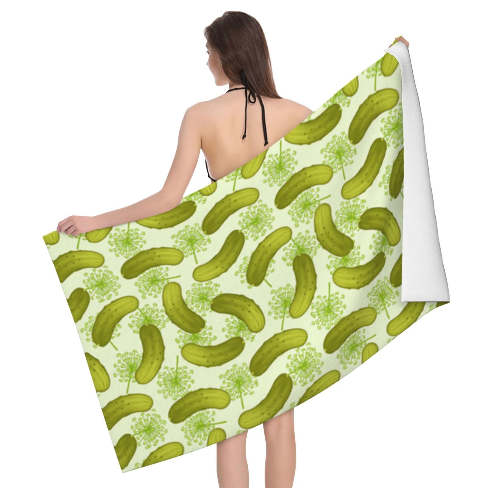 LSRCPD Microfiber Beach Towels For Adults & Kids, Sushi Dill Pickles Bath Towels, Oversized Sand Free Towel for women, Absorbent Quick Dry Beach Towels For Travel Swimming Camping Yoga Gym Sports, 130