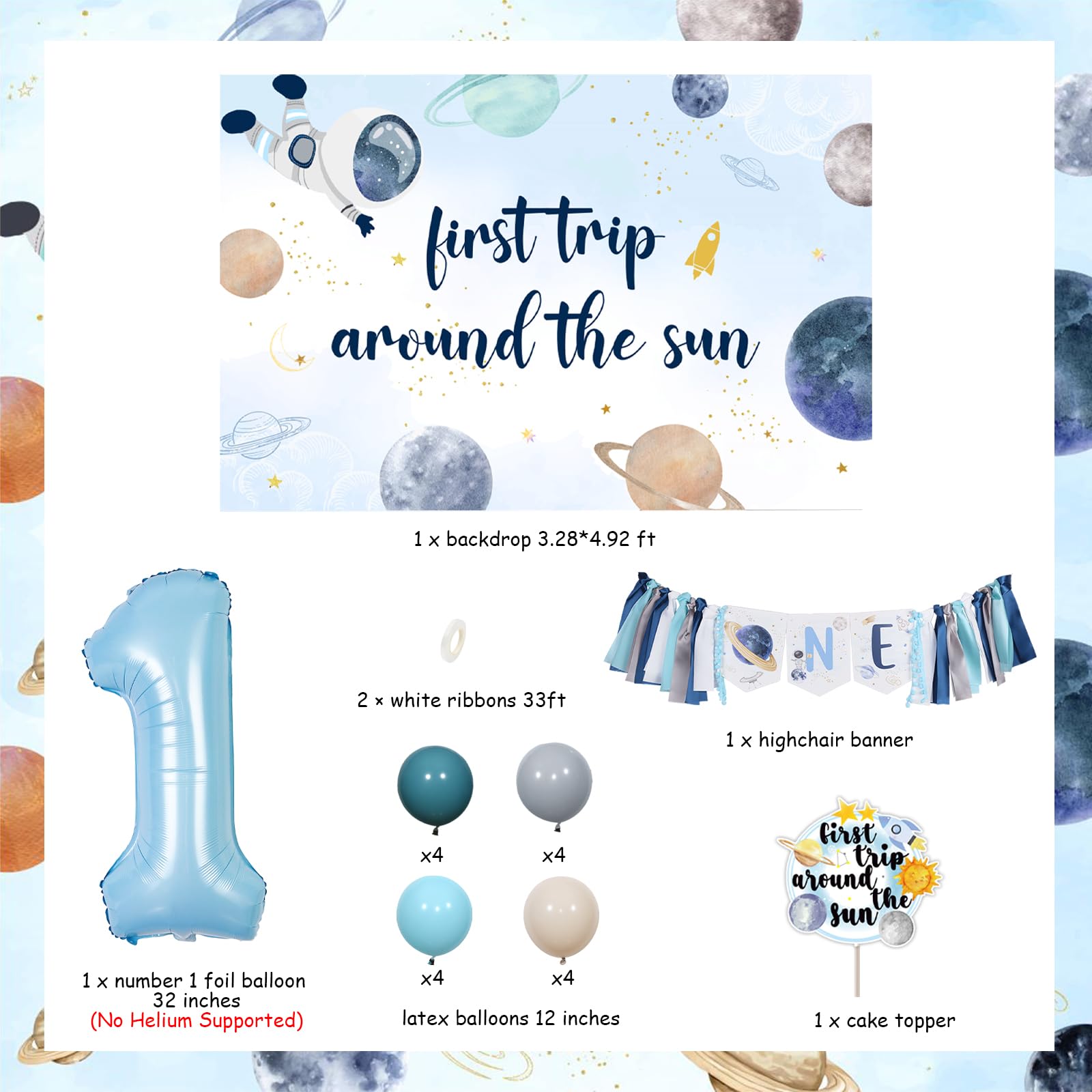 Pancarta Primer Cumpleaños Espacio Viaje Alrededor Sol Azul Cartel Fotos Primer  Cumpleaños Fangleland - Tema Espacial 'Viaje Alrededor Del Sol', Azul 6.5  Pies Azul Bebé, image size:1600x1600