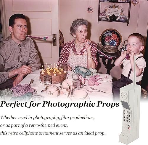 Miniatura 5 de Modelo retro de teléfono celular, adorno de hierro a la antigua moda de los años 90, accesorios fotográficos de simulación vintage para escenario en