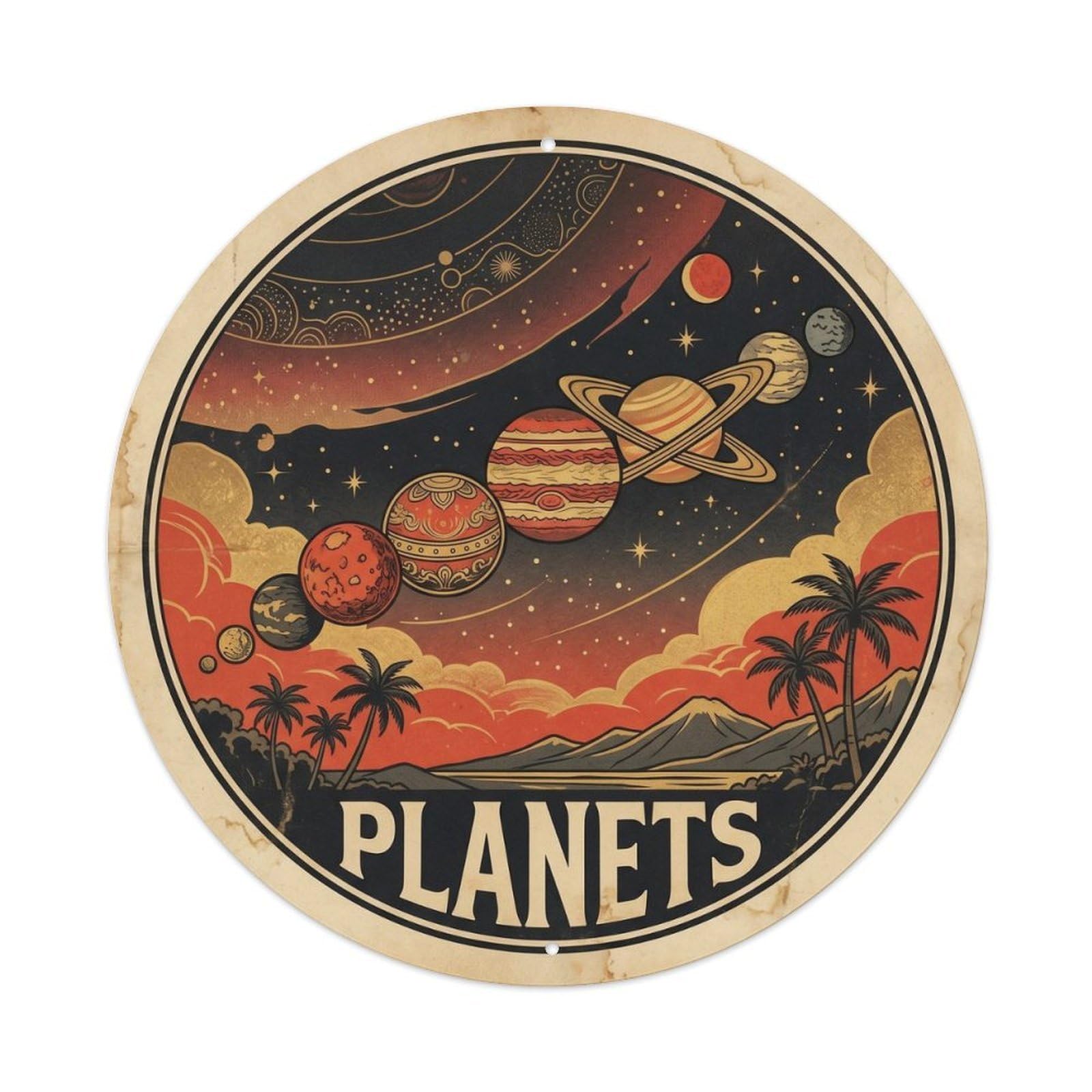 Hawaii Planetary Alignment Volcanic Island Sky Metal Tin Sign