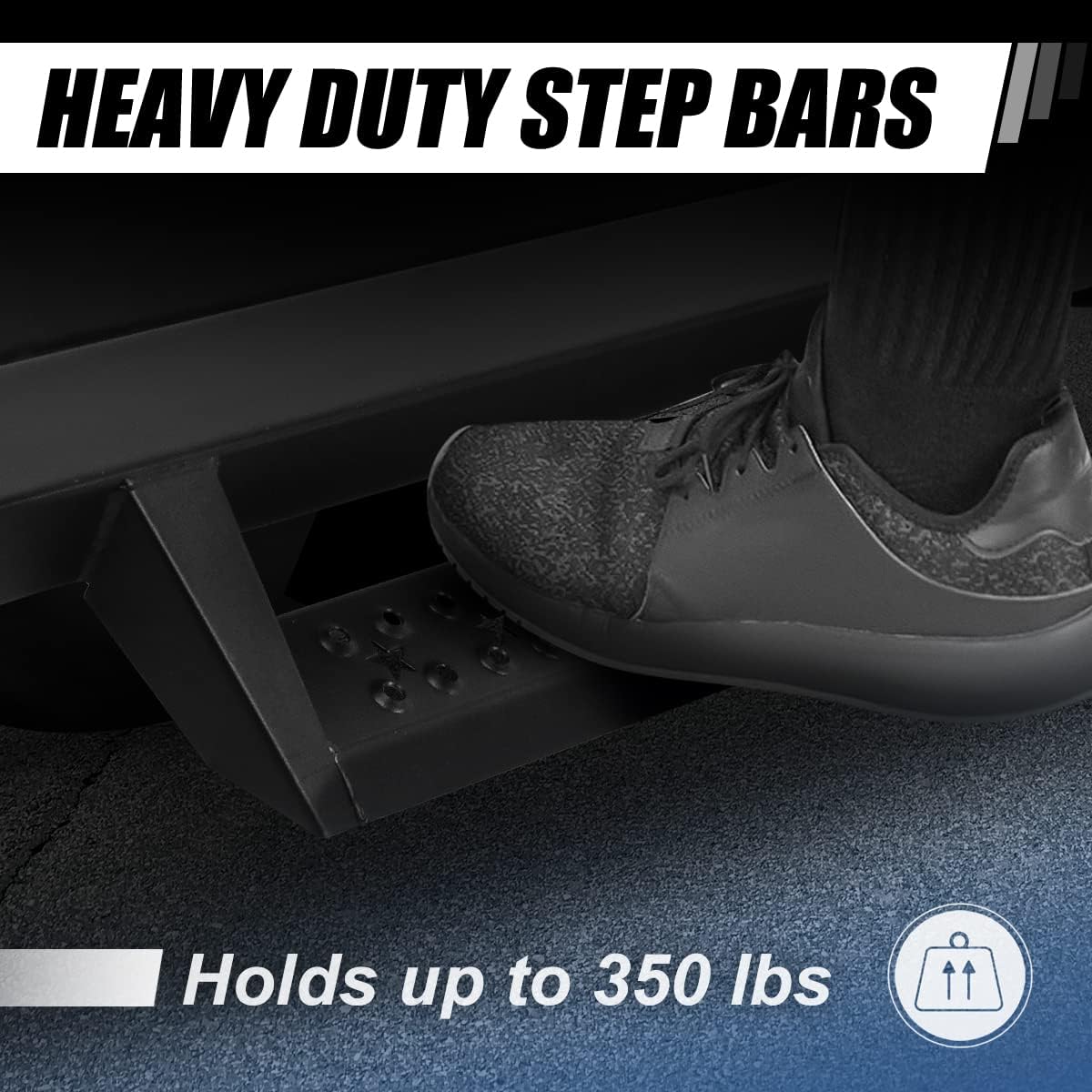 Auto Dynasty Running Boards 2.75 Inches Side Steps Nerf Bar for Truck 2009-2024 Dodge Ram 1500 (Classic) 2500 3500 Crew Cab, Mild Steel, Black Powder Coated Step Bars