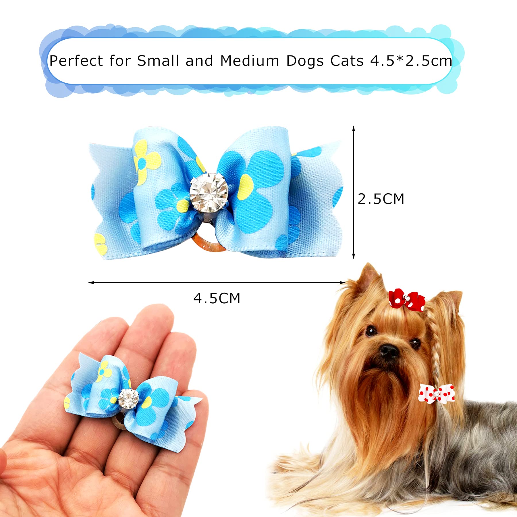 Famus 30pcs Coloratissimi Fiocchetti Per Cani Con Decorazioni In Perle, Fiocchi Per Peli Di Animali Domestici Con Elastico Per Cuccioli Piccoli Accessori Per Toelettatura