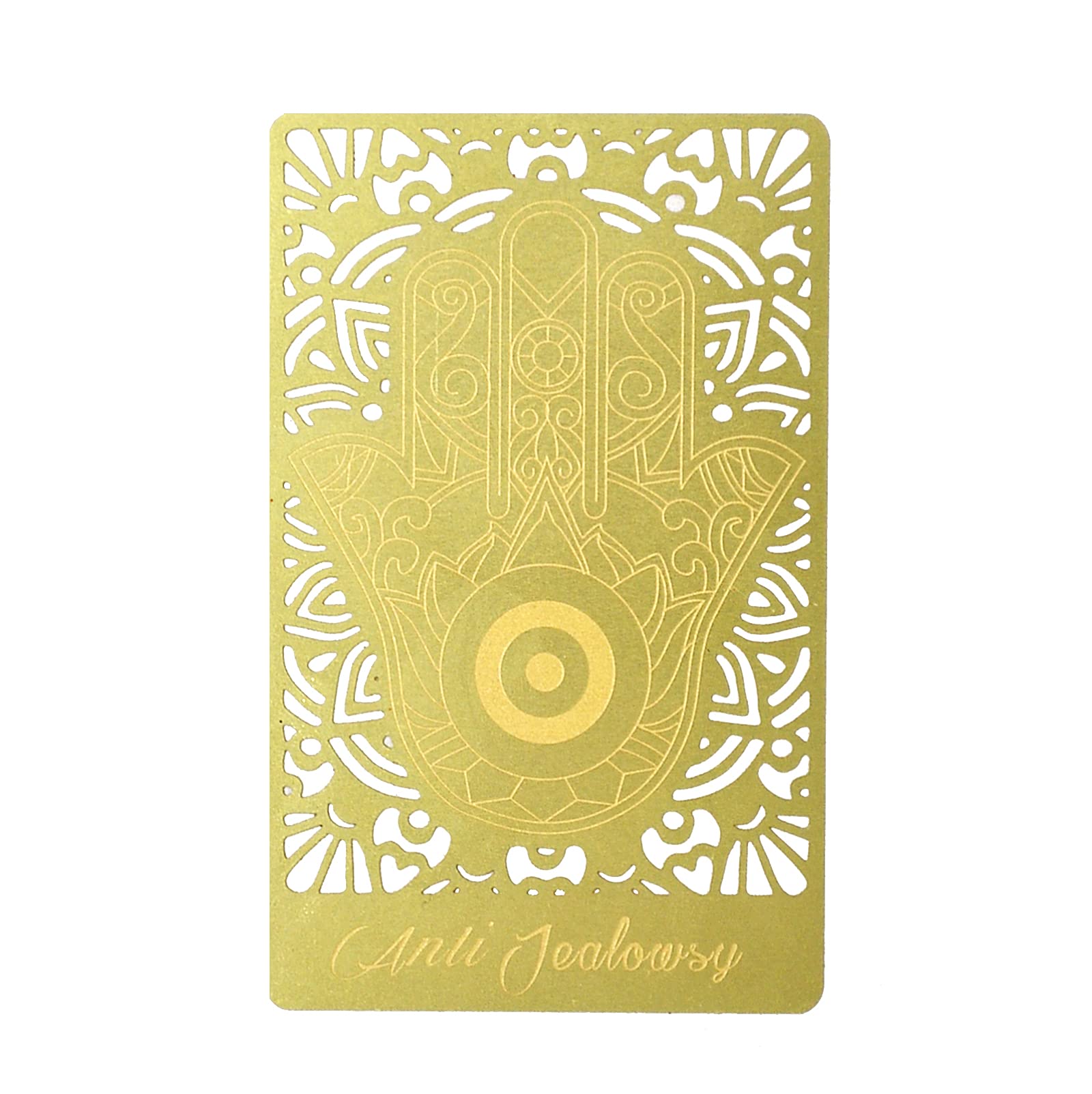 Amuleto FengShui Anti-Celousy Gold Card W4854 metálico grabado láser