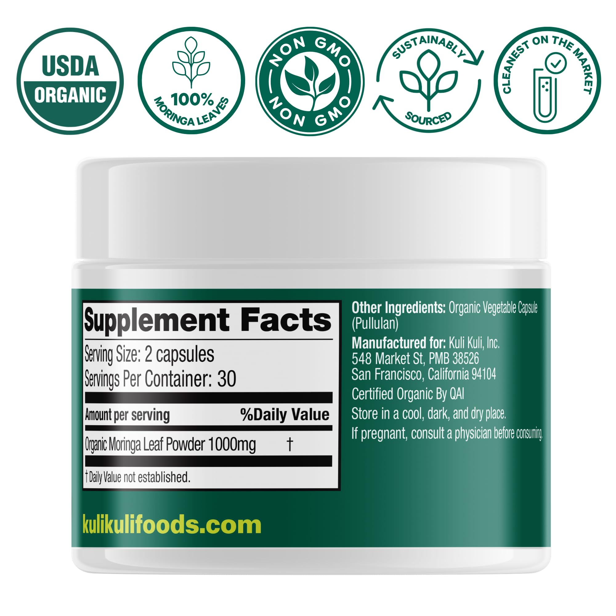 Kuli Kuli Organic Moringa Capsules 1000mg, Pure Leaf Supplement, 60 Count — Amazon image 10