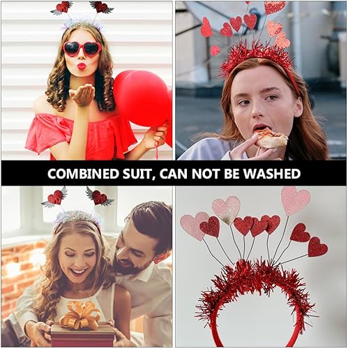 Miniatura 7 de FRCOLOR 2 diademas para el día de San Valentín, alienígenas, disfraz de alienígena, banda para el cabello, accesorios para el día de San Valentín,