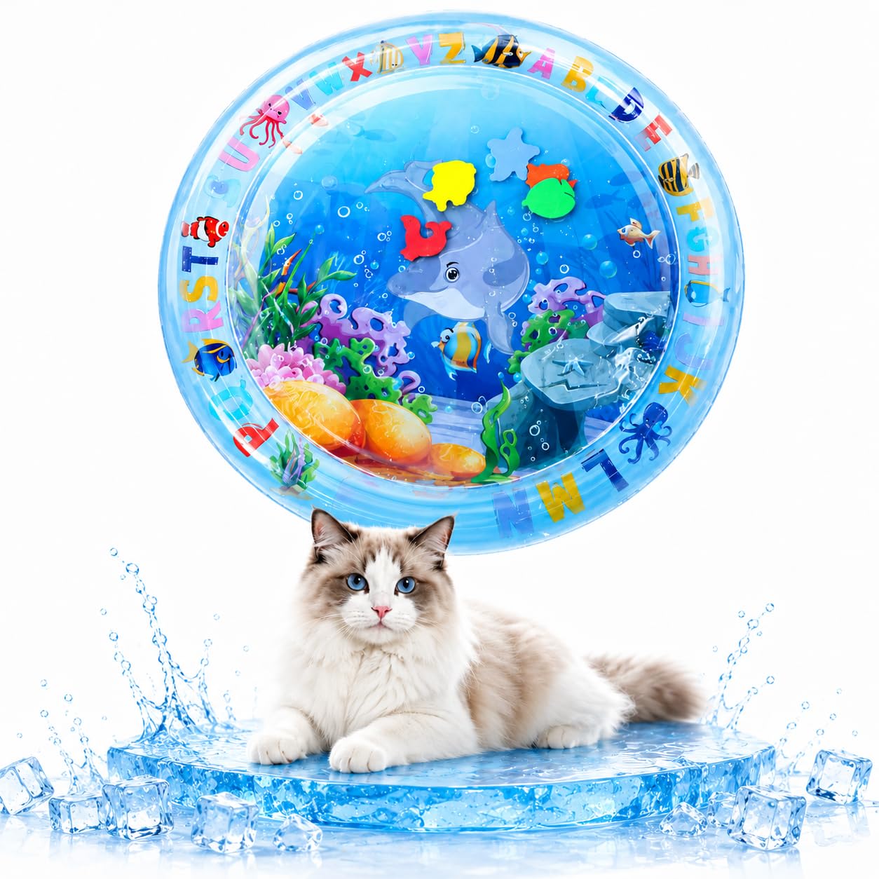 BEE&FLOWER Cat Water Mat 65cm Sensory Cooling Play Mat for Cats and Dogs